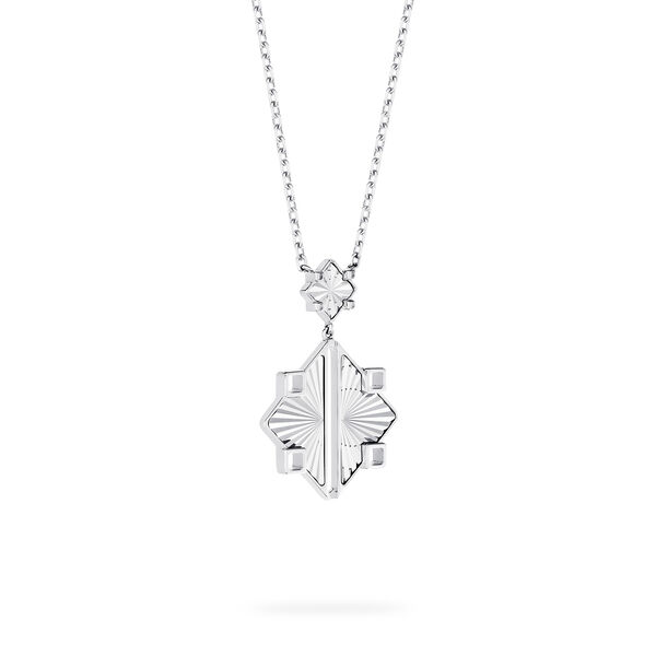 Guilloch&eacute; Sterling Silver Drop Pendant Necklace